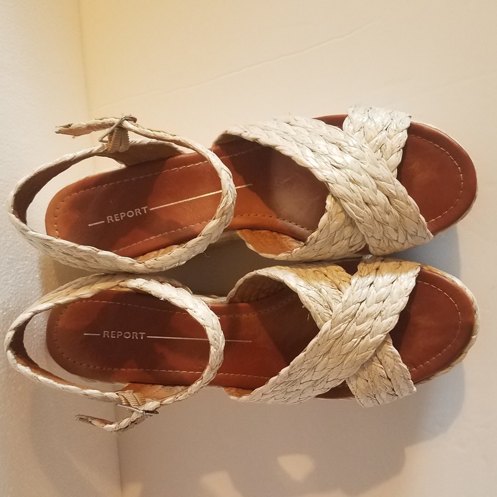 Report Cream Wedge Sandals